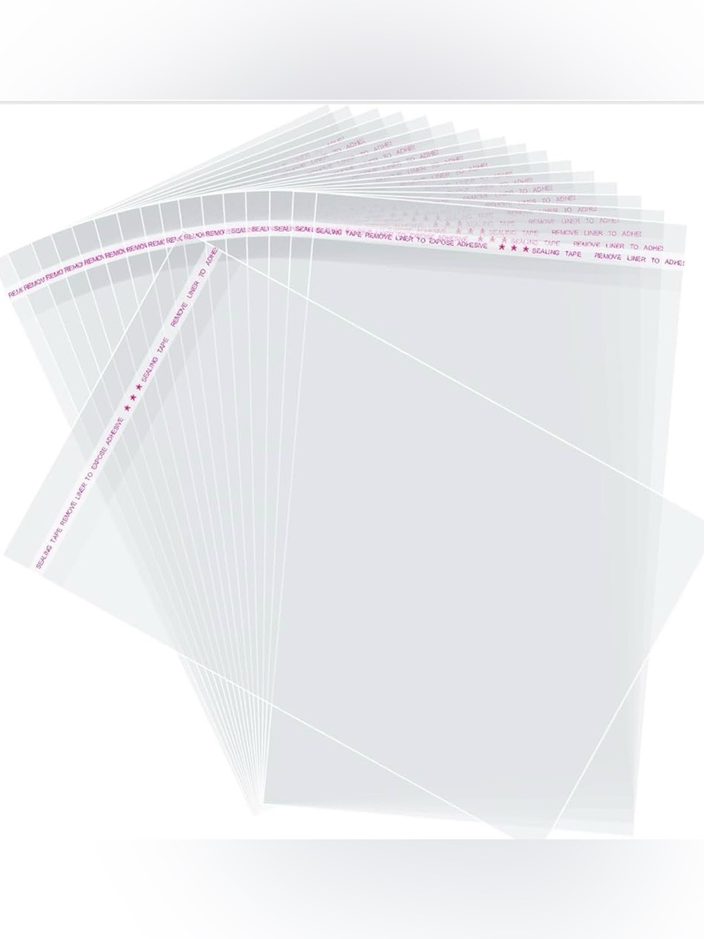 50 Pack 8x12 Clear Cellophane Self-Sealing Bags Poly Bags Packaging